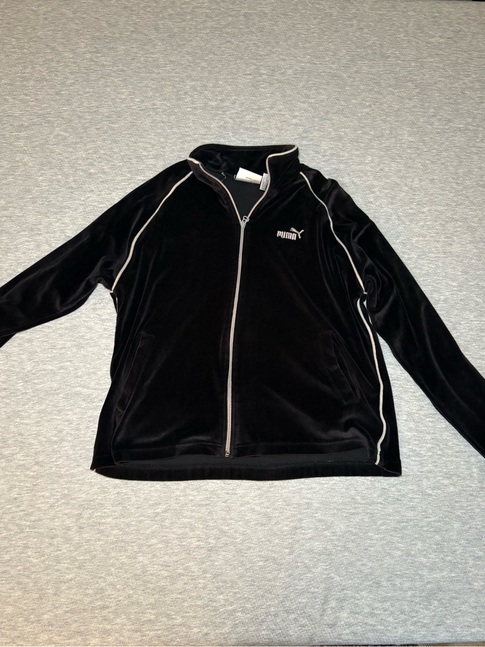 PUMA unisex Black Velour Zip-Up Jacket